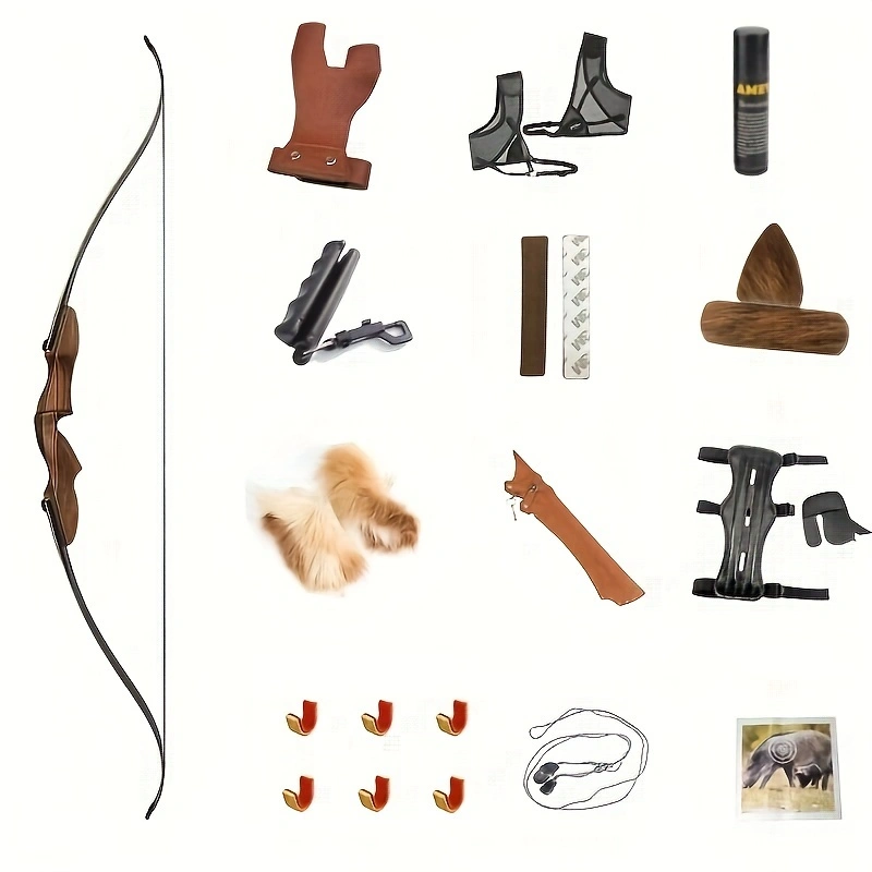 60 Inch ILF Recurve Bow Hunting Bow 30-60 Pound Wooden Bow Set Outdoor Archery Shooting Accessories Right Hand